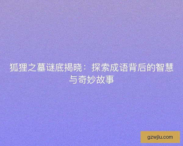 狐狸之墓谜底揭晓：探索成语背后的智慧与奇妙故事
